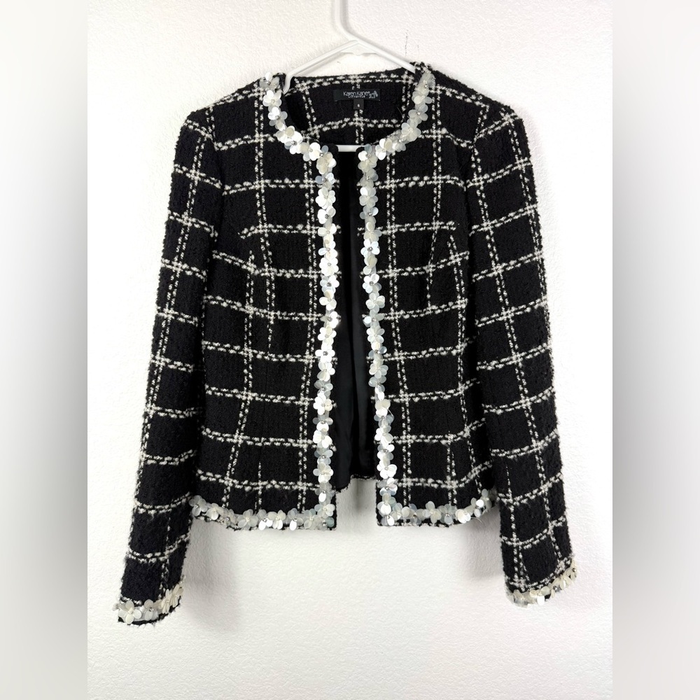 Karen Kane Black and White Checkered Blazer size 6